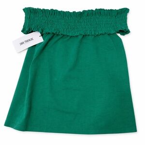 Zara Green Smocked Off-Shoulder Tube Top